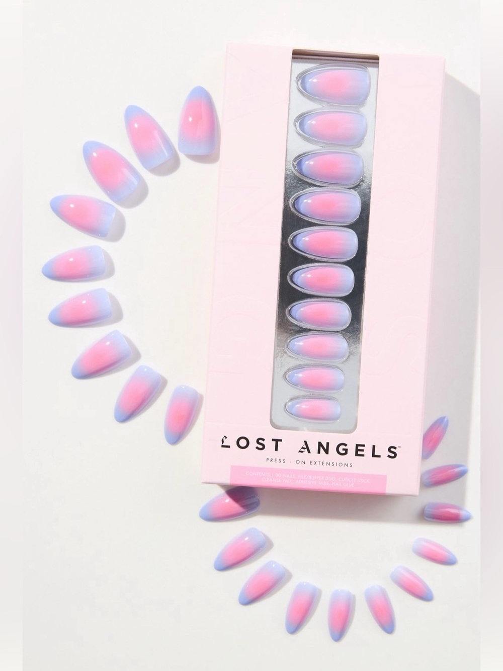 Lost Angels Pink & Lavender Ombre Press-On Nail Set NEW IN BOX!